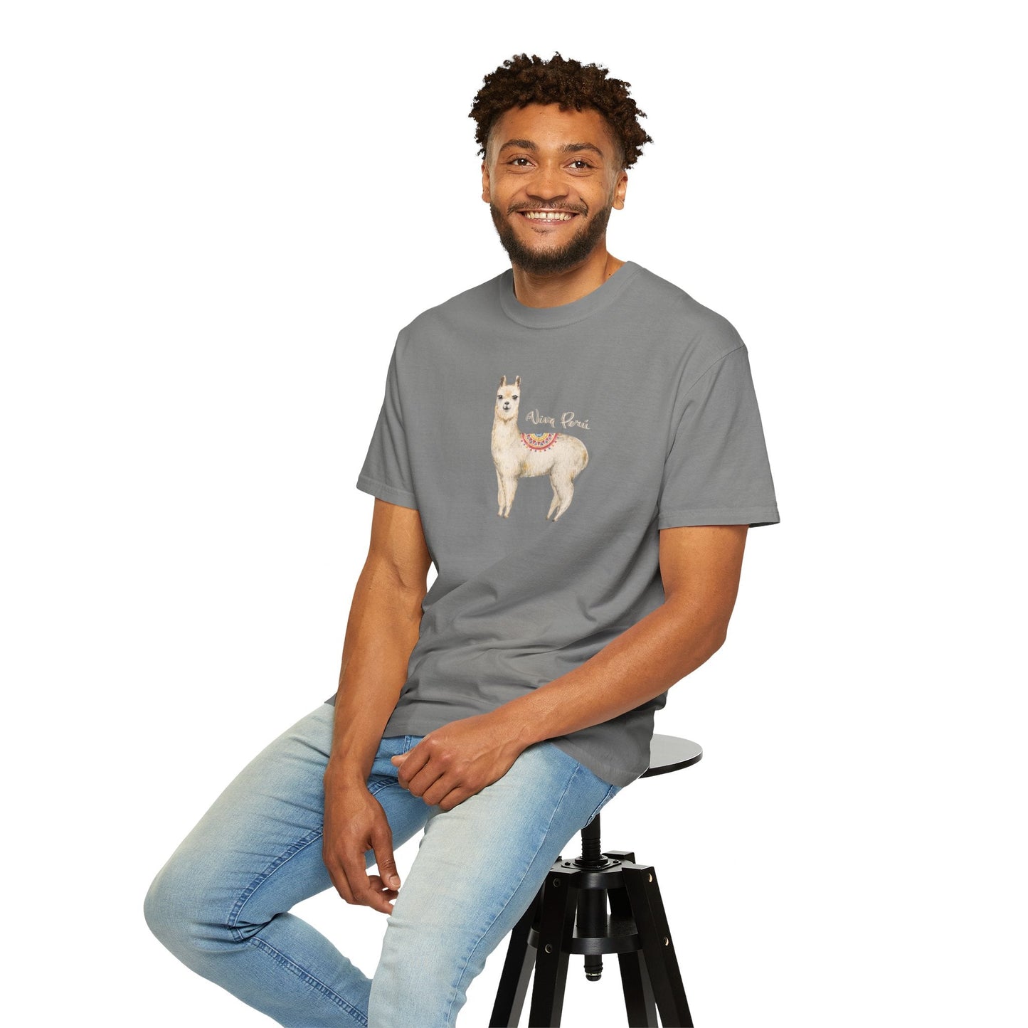 Llama Viva Peru! l Unisex Garment - Dyed T-shirt l 100% Cotton l Comfort Colors - Canapino Designs