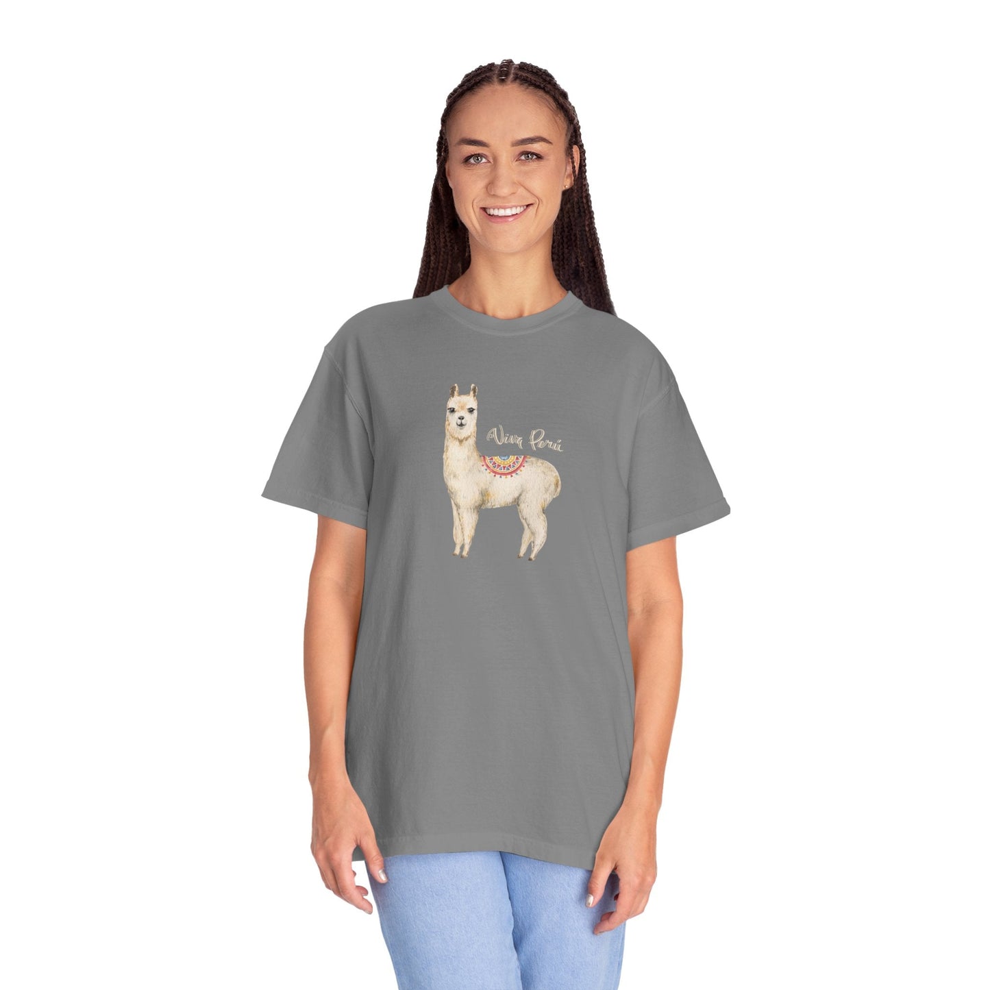Llama Viva Peru! l Unisex Garment - Dyed T-shirt l 100% Cotton l Comfort Colors - Canapino Designs
