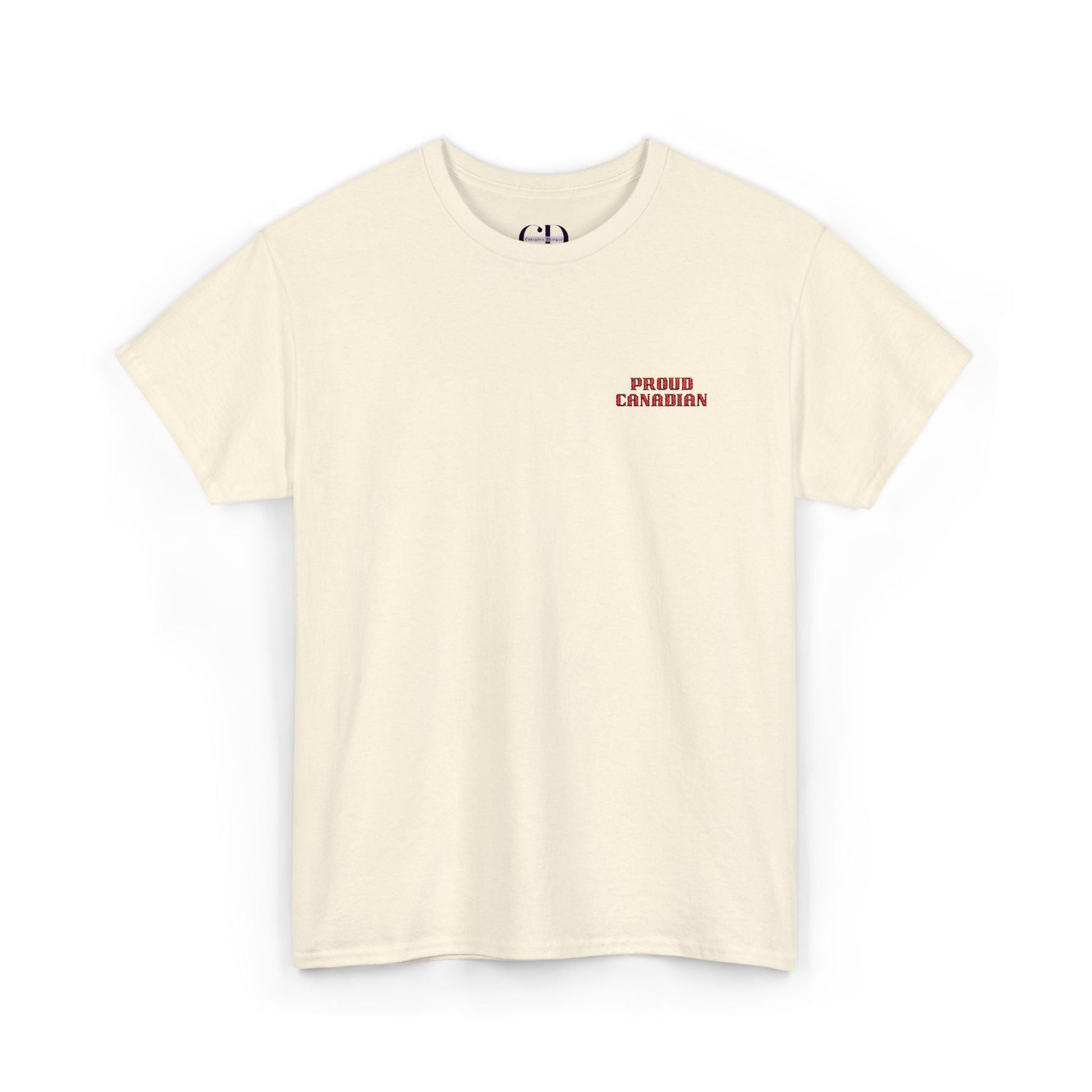 1.0 Proud Canadian (Embroidered) Unisex Heavy Cotton Tee - Canapino Designs