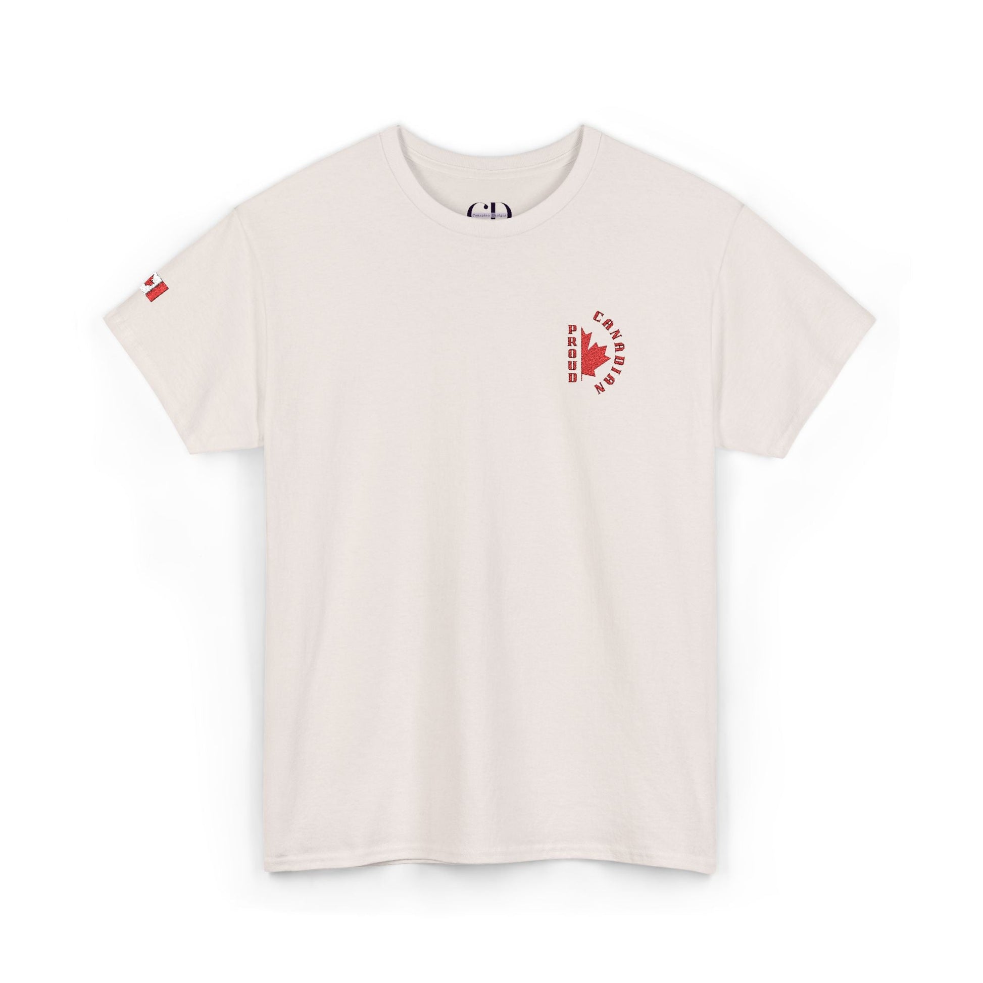3.0 Proud Canadian with Flag (Embroidered) Unisex Heavy Cotton Tee - Canapino Designs