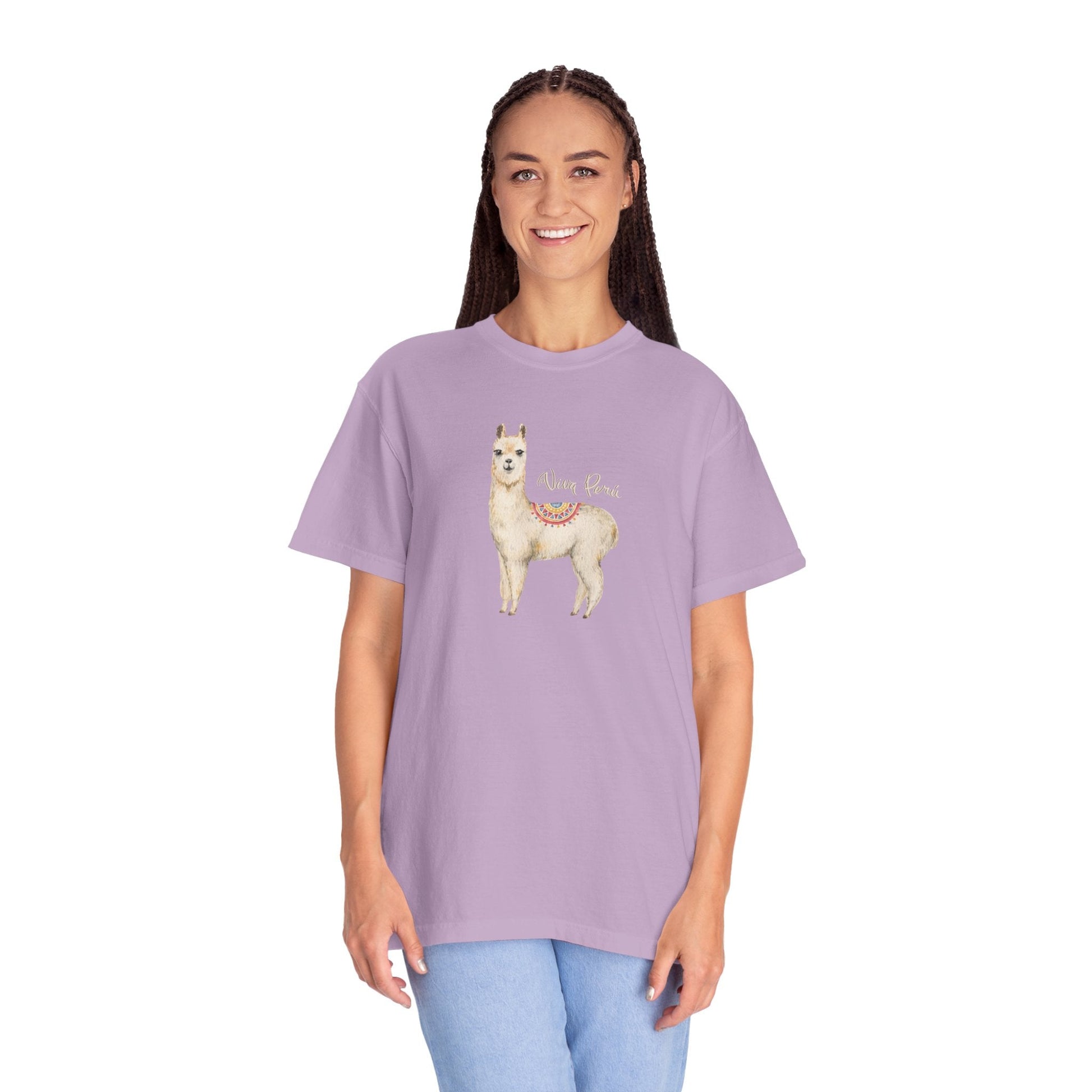 Llama Viva Peru! l Unisex Garment - Dyed T-shirt l 100% Cotton l Comfort Colors - Canapino Designs